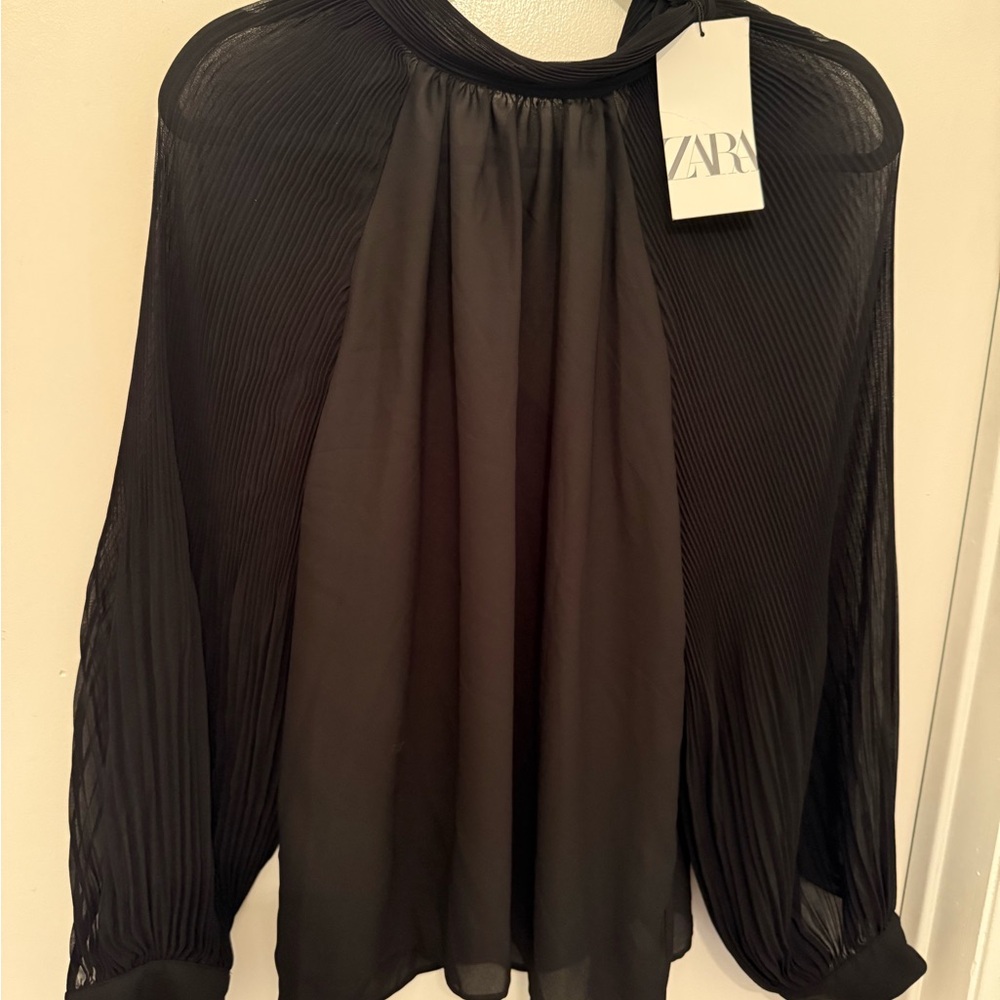Zara Elegant Black Sheer Blouse